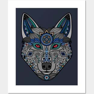 Wolf Head Ornament Posters and Art